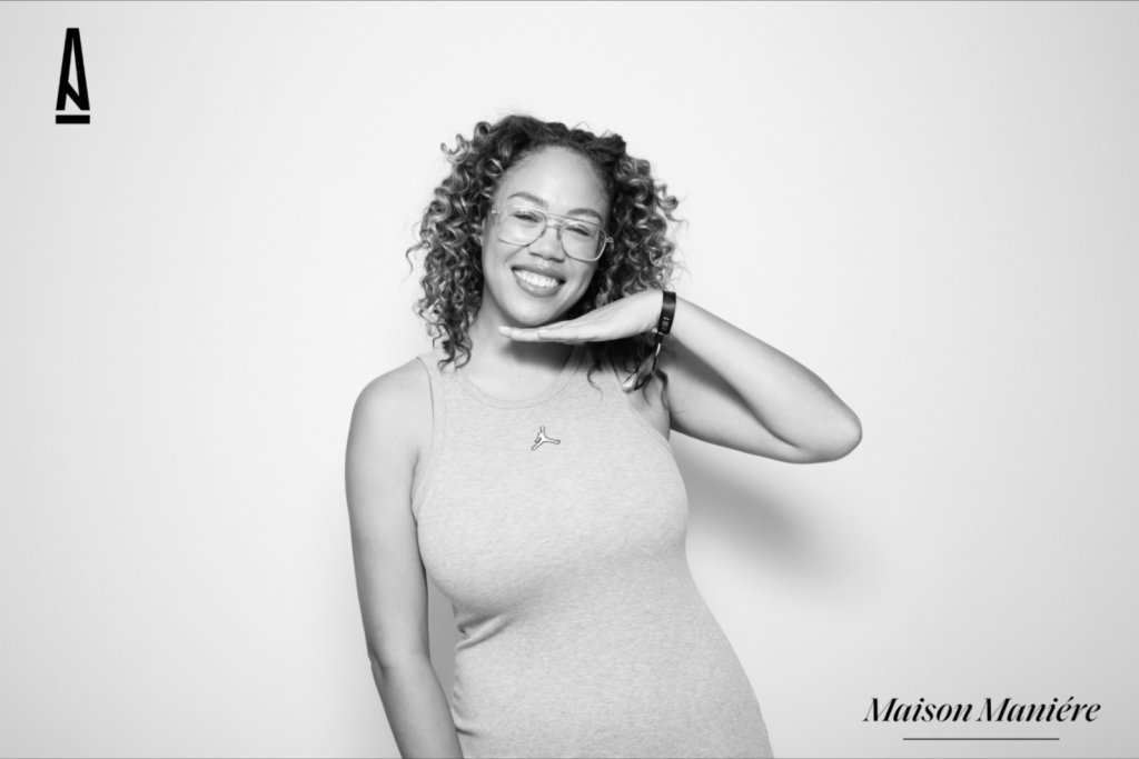 Black and white portrait of a guest at the A Ma Manière Maison Manière event