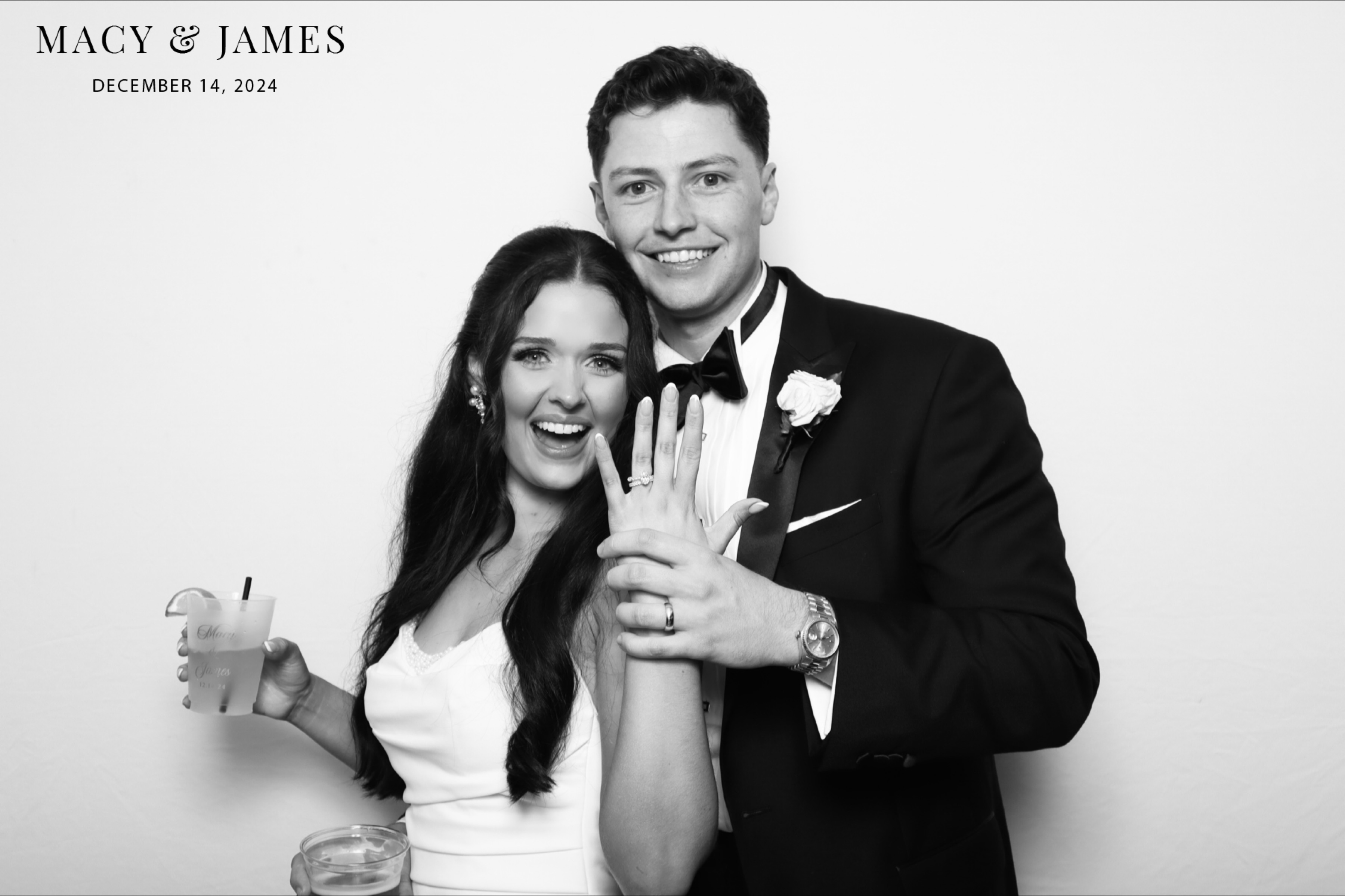 Macy and James glam booth photo