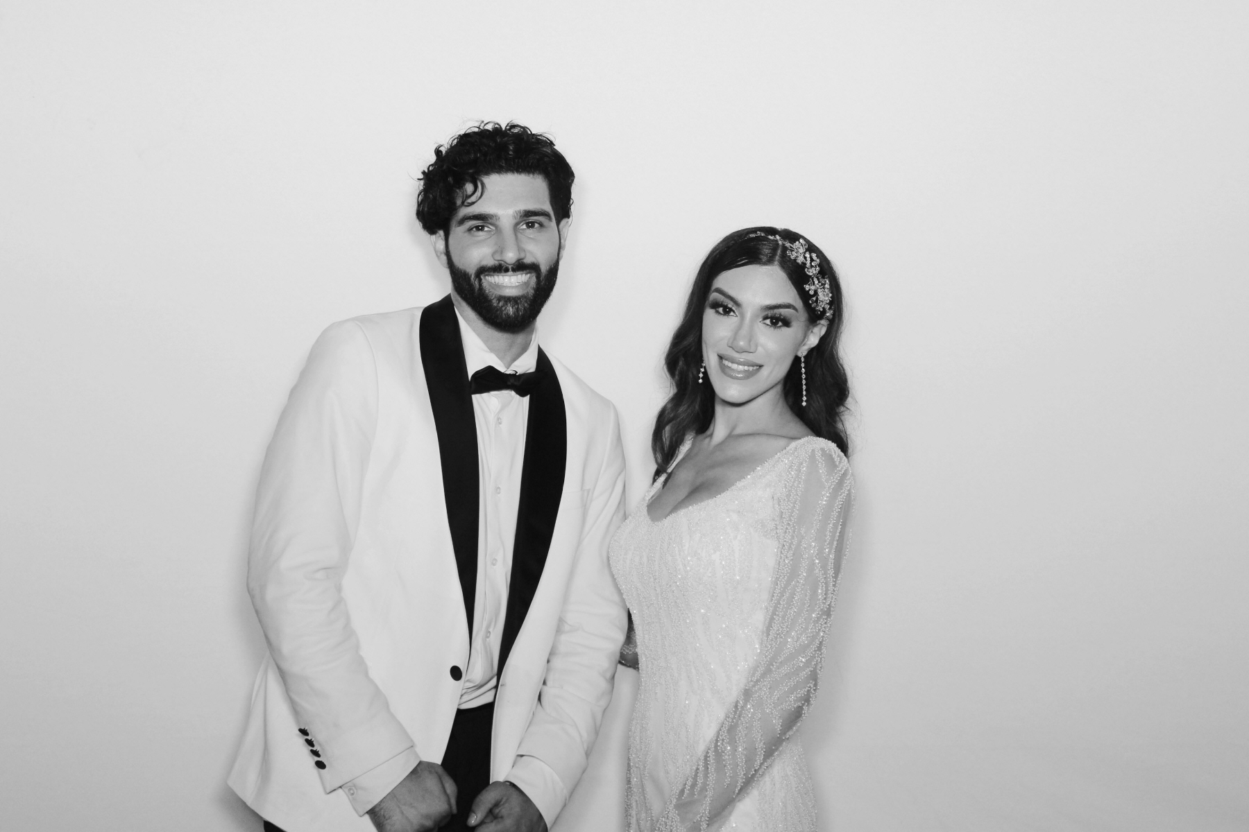Bride and groom in the glam booth